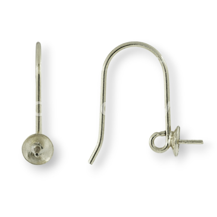 925 Sterling Silber Ohrring Basis Haken mit Kelch 5x20mm 8 Paar versilbert