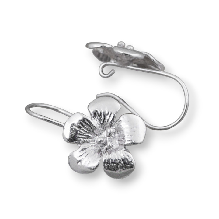 Base Per Orecchini Di Argento 925 Monachella Fiore 14x23mm 3 Paia Rodiato