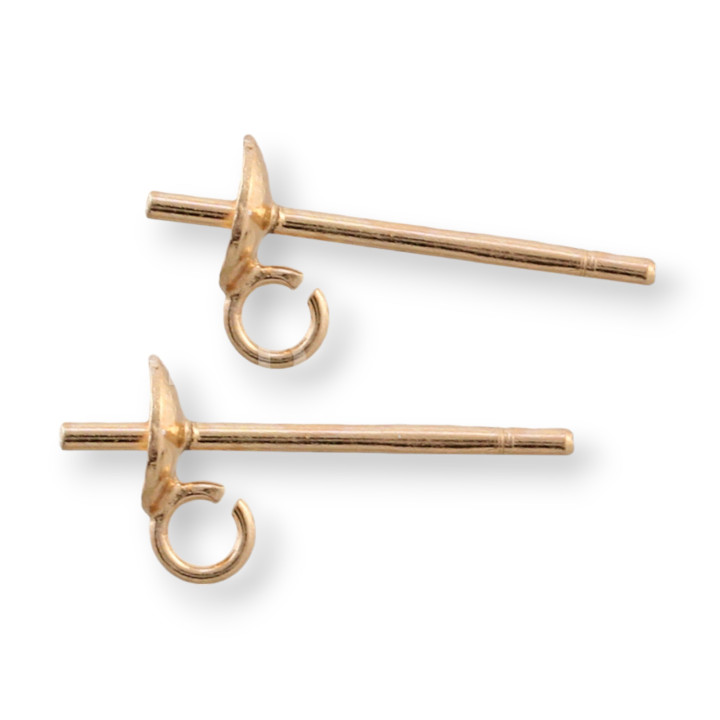 Base For Earrings Of 925 Silver Stud With Ring 4mm 20 Pairs Rose Gold