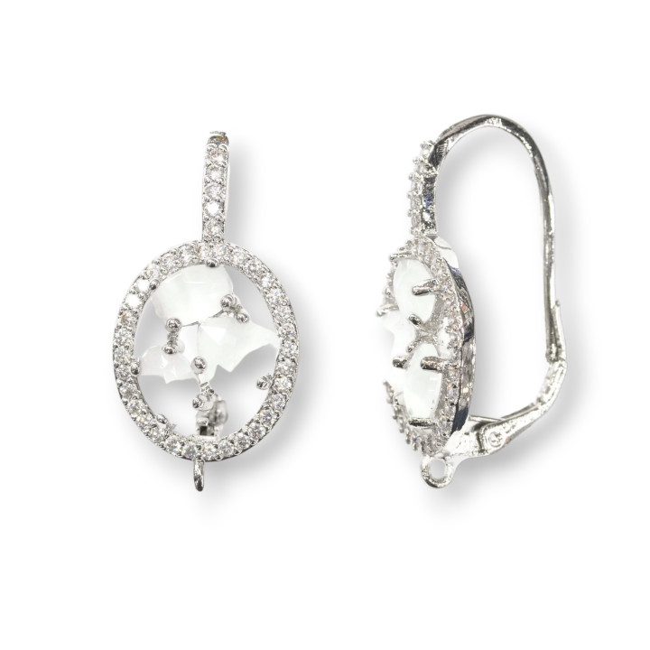 Ovale Crochet Fermé Base de Boucles d'Oreilles en Laiton avec Cat Eye Cabochon Set 13.5x25mm 5 Paires