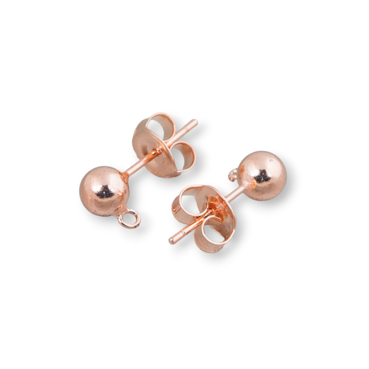 Basis für Ohrringe aus Silber 925 Stift mit Kugel 5 mm 8 Paar Roségold komplett mit Schmetterlingen