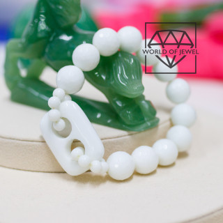 Brazalete con elemento de ágata rectangular de ágata blanca de 14 mm