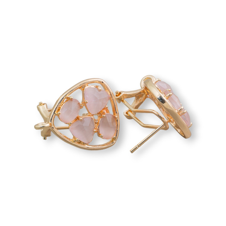 Pendientes de tuerca de latón con pasador cerrado, base de plectro con juego de cabujón de ojo de gato, 16,5 mm, 5 pares de polv