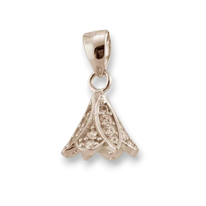 Base for 925 Silver Pendant with Zircons Cone Cup 10x18mm 4pcs Rose Gold