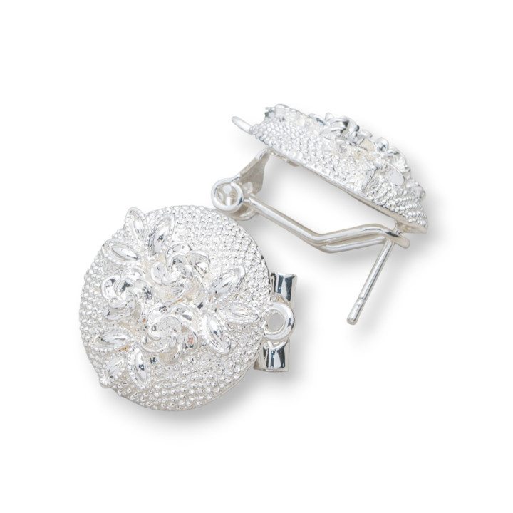 Base Pour Boucles D'Oreilles En Laiton Broche Fermeture À Pression 10 Paires Modèle 02 18mm Argent