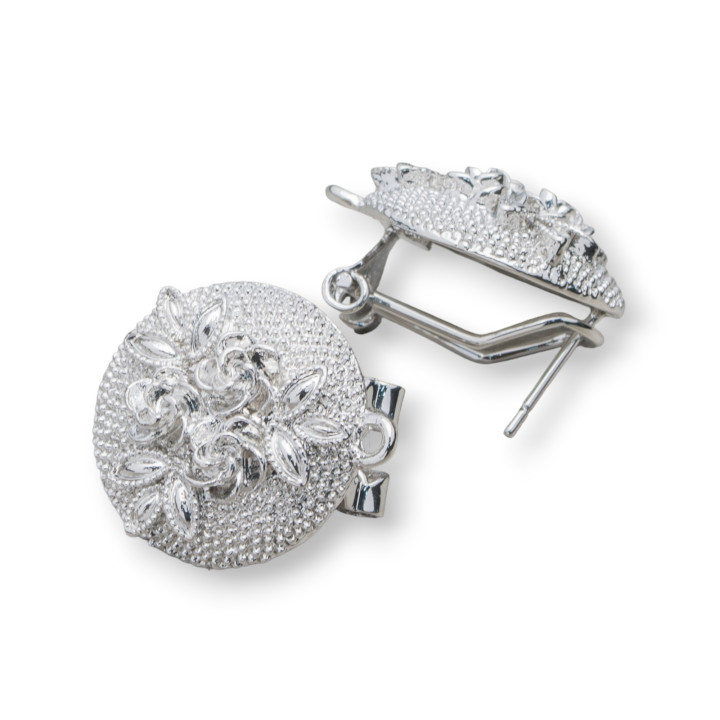 Base Pour Boucles D'Oreilles En Laiton Broche Fermeture À Pression 10 Paires Modèle 02 18mm Rhodium