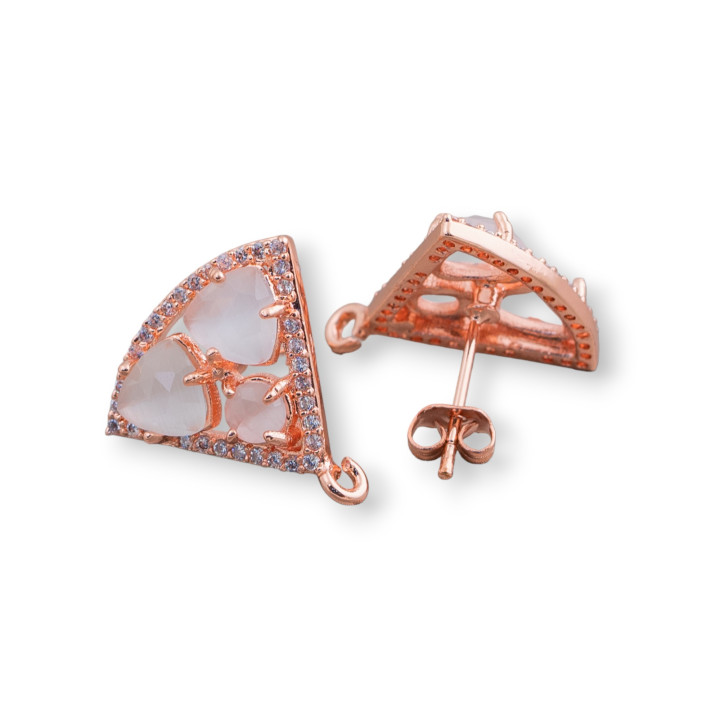 Base de aretes de latón con cabujón de ojo de gato de 18x15 mm, 5 pares de oro rosa blanco