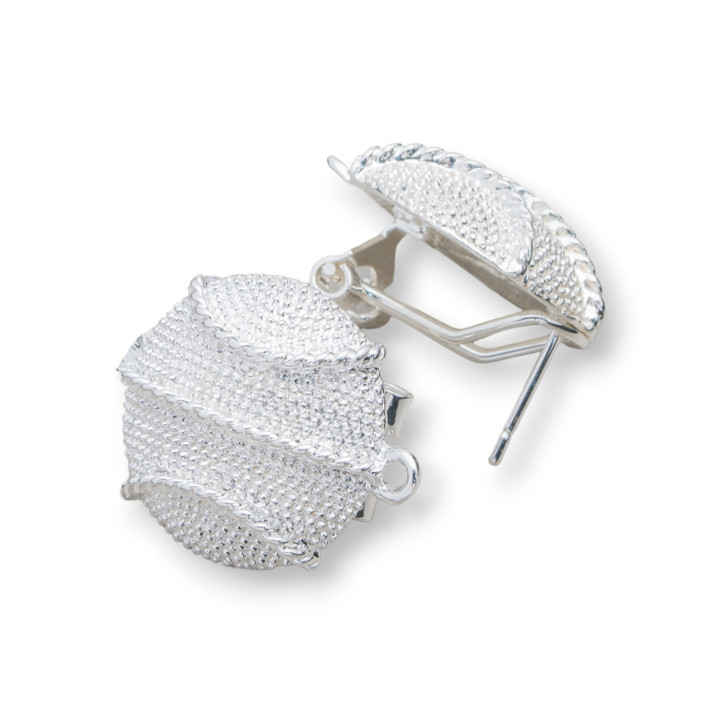 Base Pour Boucles D'Oreilles En Laiton Broche Fermeture À Pression 10 Paires Modèle 03 19mm Argent