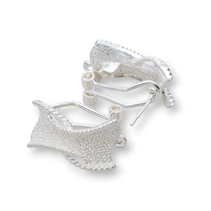 Base Para Pendientes Broche Broche Cierre 10 Pares Modelo 04 13x20mm Plata