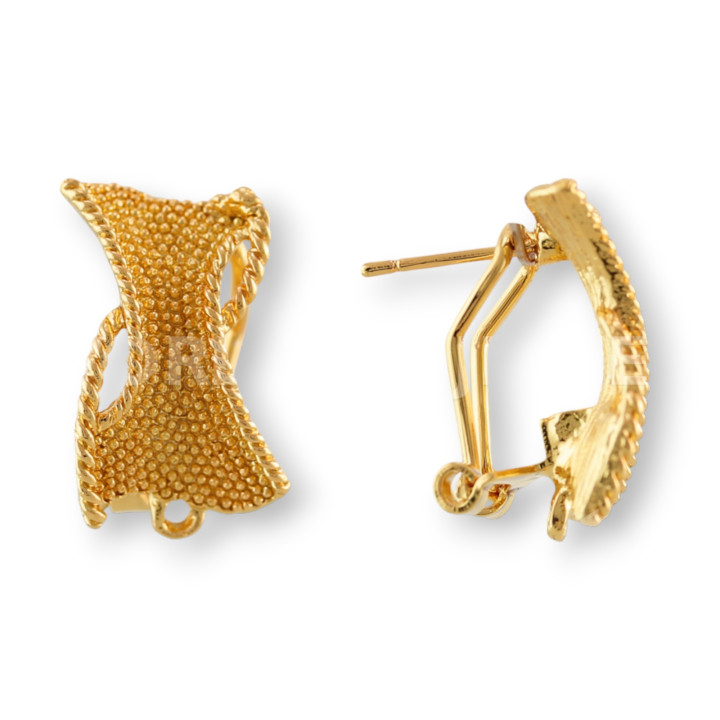 Base Pour Boucles D'Oreilles En Laiton Fermoir Broche 10 Paires Modèle 04 13x20mm Or Rose