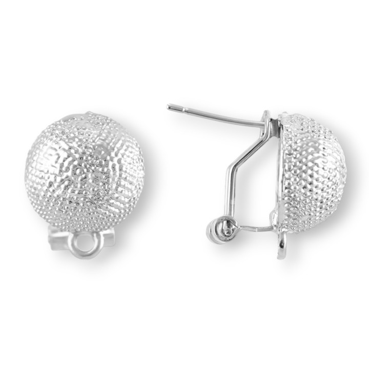Brass Earring Base Snap Lock Post 10 Pairs Model 05 13mm Silver