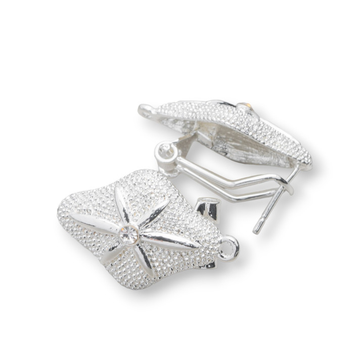 Base Pour Boucles D'Oreilles En Laiton Broche Fermeture À Pression 10 Paires Modèle 06 15x22mm Argent