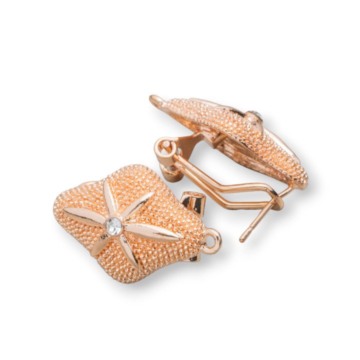 Base Pour Boucles D'Oreilles En Laiton Fermoir Broche 10 Paires Modèle 06 15x22mm Or Rose