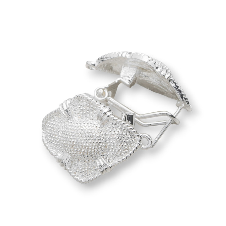 Base Pour Boucles D'oreilles En Laiton Broche Fermeture À Pression 10 Paires Modèle 07 18x24mm Argent