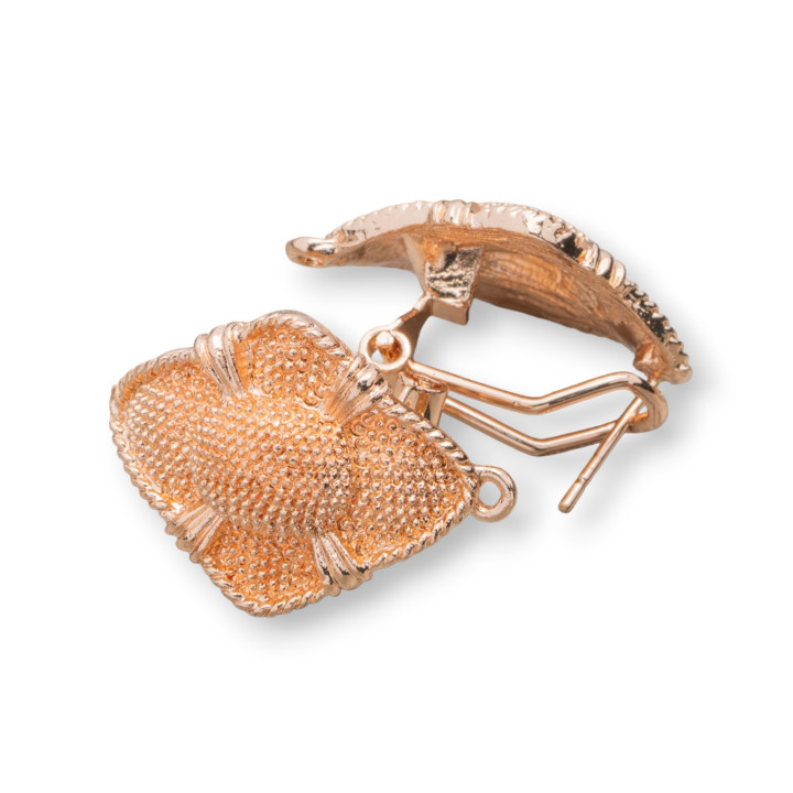 Base Pour Boucles D'Oreilles En Laiton Fermoir Broche 10 Paires Modèle 07 18x24mm Or Rose
