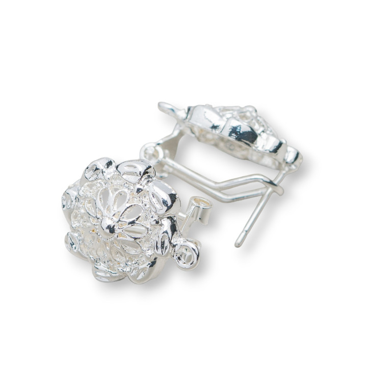 Base Pour Boucles D'oreilles En Laiton Broche Fermeture À Pression 10 Paires Modèle 09 17mm Argent