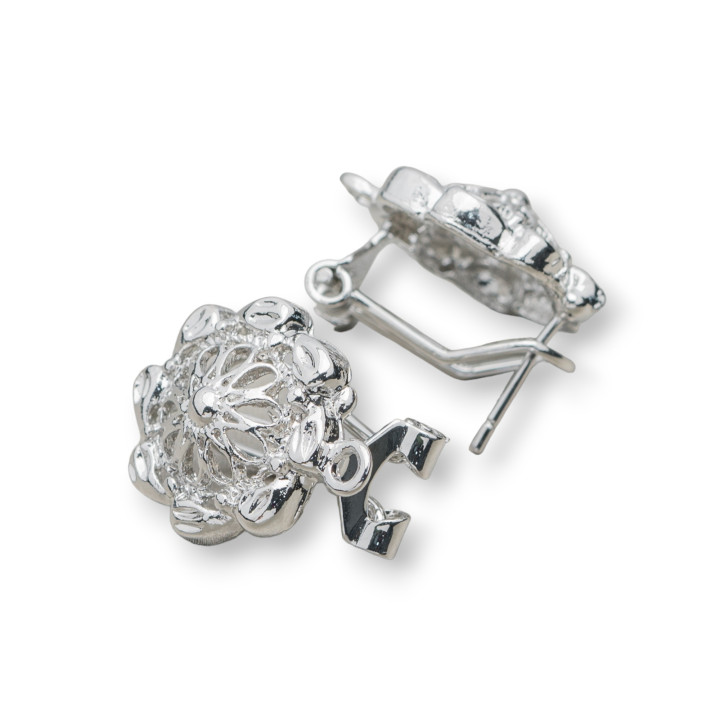 Base Pour Boucles D'Oreilles En Laiton Fermoir À Pression Broche 10 Paires Modèle 09 17mm Rhodié