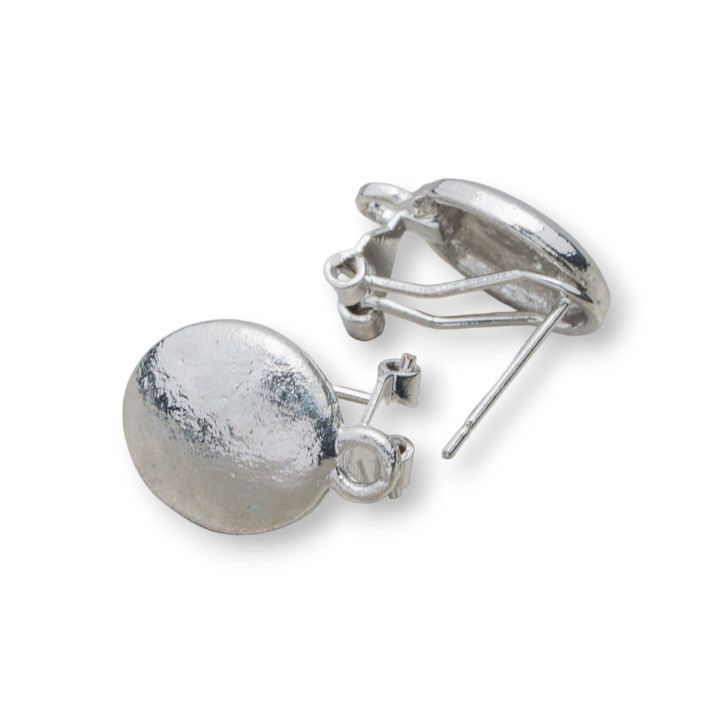 Base Pour Boucles D'Oreilles En Laiton Broche Fermoir Pression 10 Paires Modèle 1 12mm Rhodium