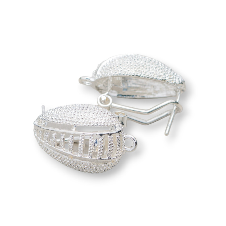Base Pour Boucles D'Oreilles En Laiton Broche Fermeture À Pression 10 Paires Modèle 11 15x20mm Argent