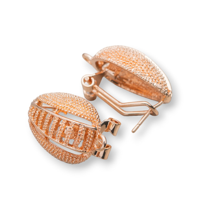 Base Pour Boucles D'Oreilles Laiton Broche Fermoir Pression 10 Paires Modèle 11 15x20mm Or Rose
