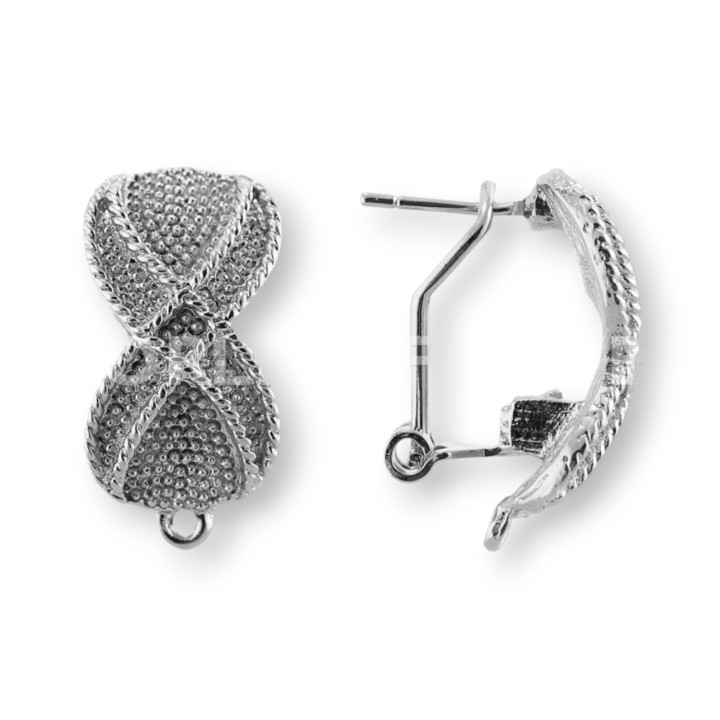 Base Pour Boucles D'Oreilles Laiton Broche Fermoir Pression 10 Paires Modèle 15 12x20mm Rhodium
