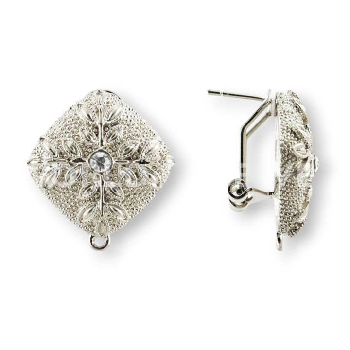 Base Pour Boucles D'oreilles En Laiton Broche Fermeture À Pression 10 Paires Modèle 17 22mm Argent