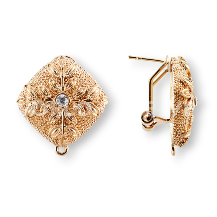 Base Pour Boucles D'Oreilles En Laiton Broche Fermeture À Pression 10 Paires Modèle 17 22mm Or Rose