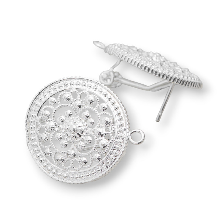 Base Pour Boucles D'oreilles En Laiton Broche Fermeture À Pression 10 Paires Modèle 19 23mm Argent