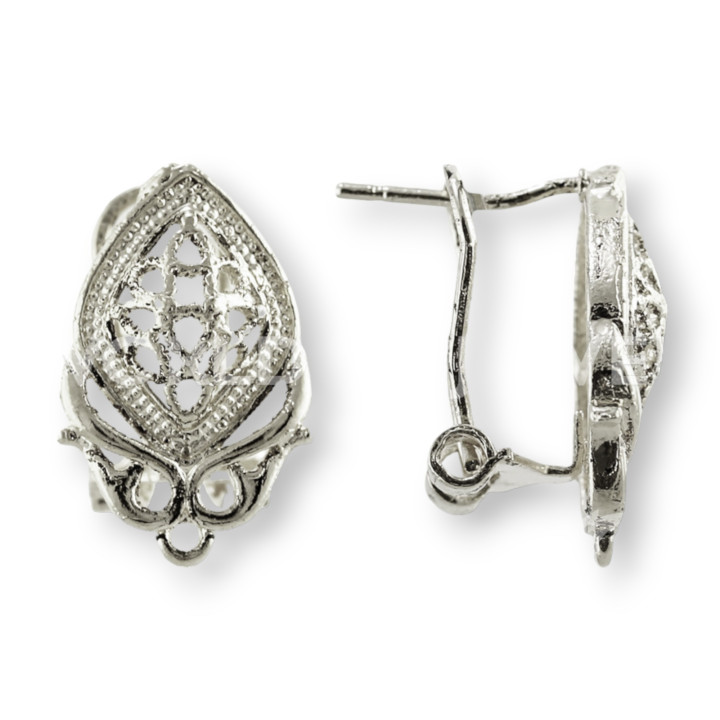 Base Para Pendientes Broche Broche Cierre 10 Pares Modelo 21 13x19mm Plata