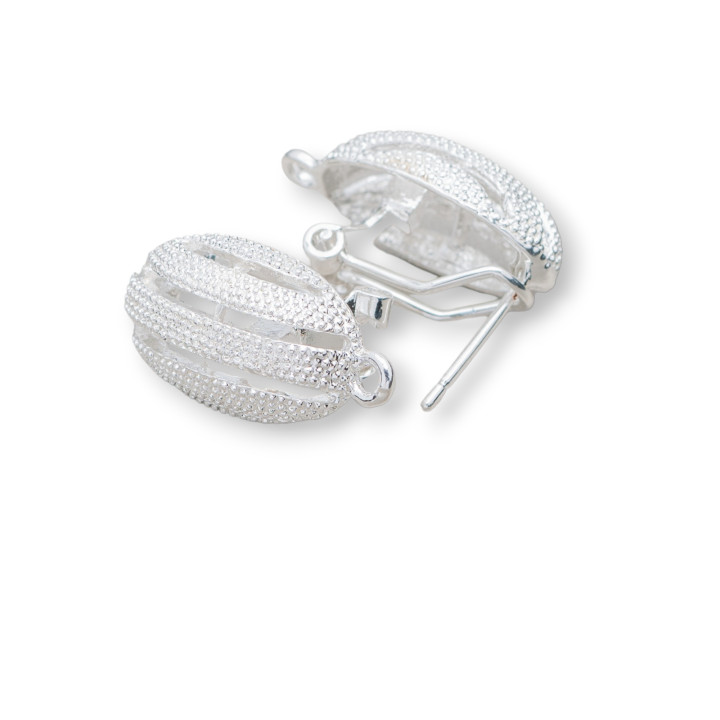 Brass Earring Base Snap Lock Post 10 Pairs Model 23 12x20mm Silver