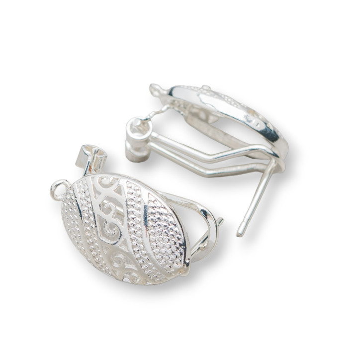 Base Pour Boucles D'Oreilles En Laiton Broche Fermeture À Pression 10 Paires Modèle 24 13x20mm Argent