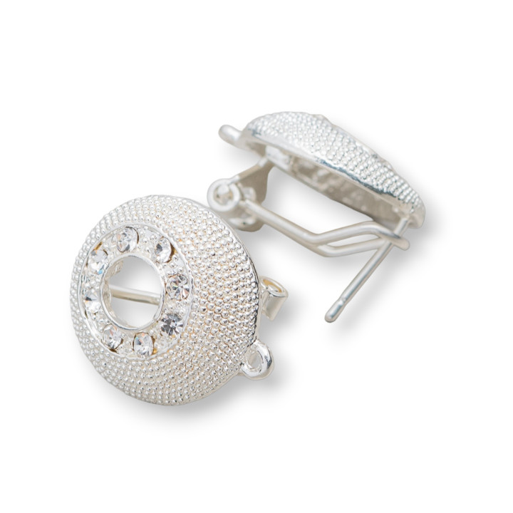 Base Para Aretes Broche De Latón Cierre A Presión 10 Pares Modelo 25 20mm Plata