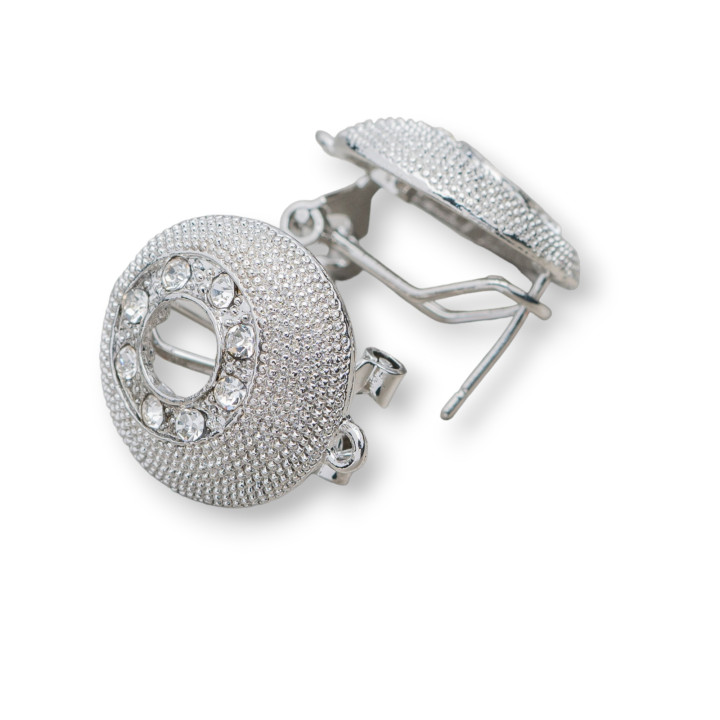 Base Pour Boucles D'Oreilles Laiton Fermoir Broche 10 Paires Modèle 25 20mm Rhodium