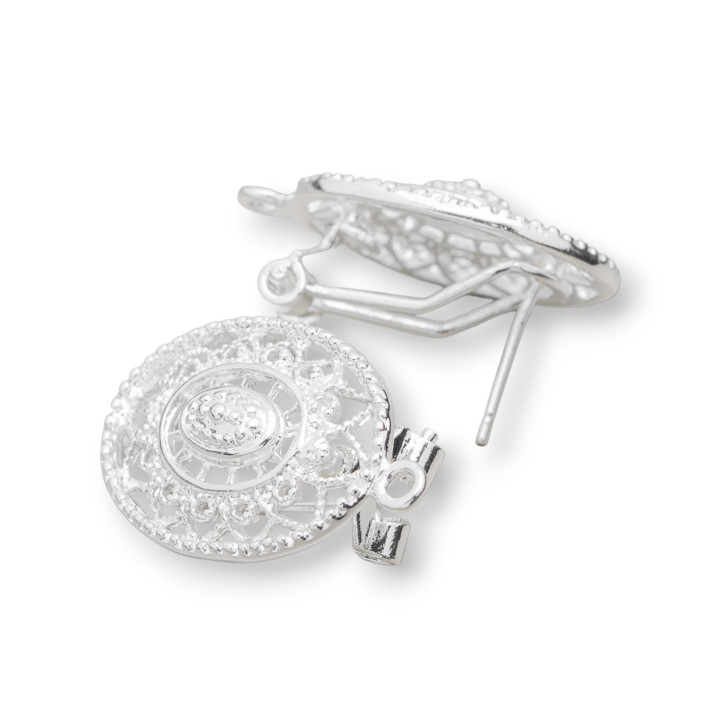 Base Para Pendientes Broche Broche Cierre 10 Pares Modelo 26 18x26mm Plata