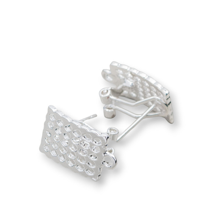 Base Pour Boucles D'Oreilles Laiton Broche Fermoir Pression 15 Paires Modèle 18 12x19mm Argent