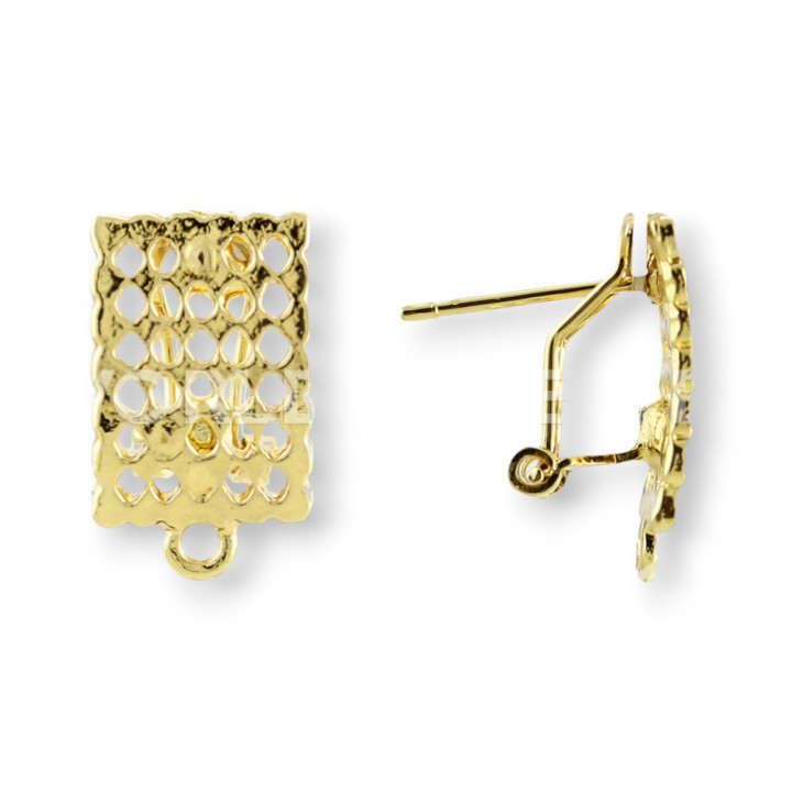 Base Pour Boucles D'Oreilles En Laiton Fermoir Broche 15 Paires Modèle 18 12x19mm Lumière Dorée