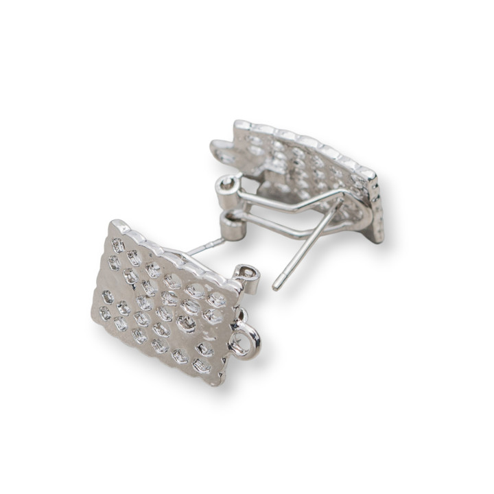 Base Para Pendientes Latón Cierre Broche 15 Pares Modelo 18 12x19mm Rodio