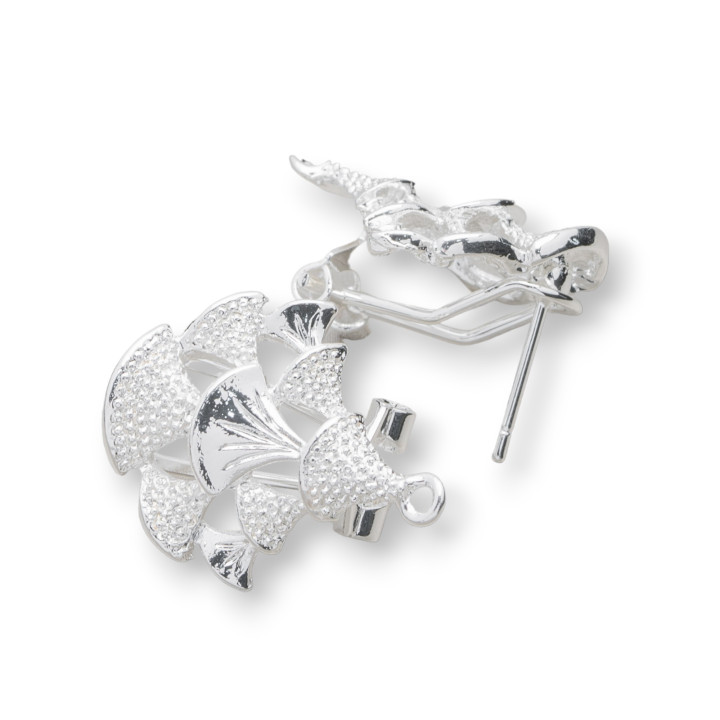 Boucles d'Oreilles Zamak Base Broche Fermée 19x23mm 9 Paires Argent
