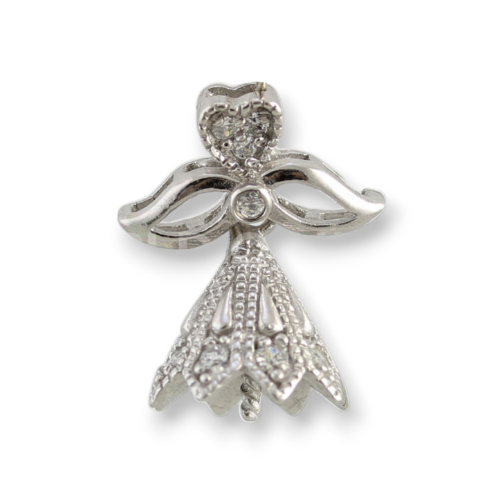 Base Para Colgante En Plata 925 Con Lazo Circonitas 12x18mm 2pz Rodiada