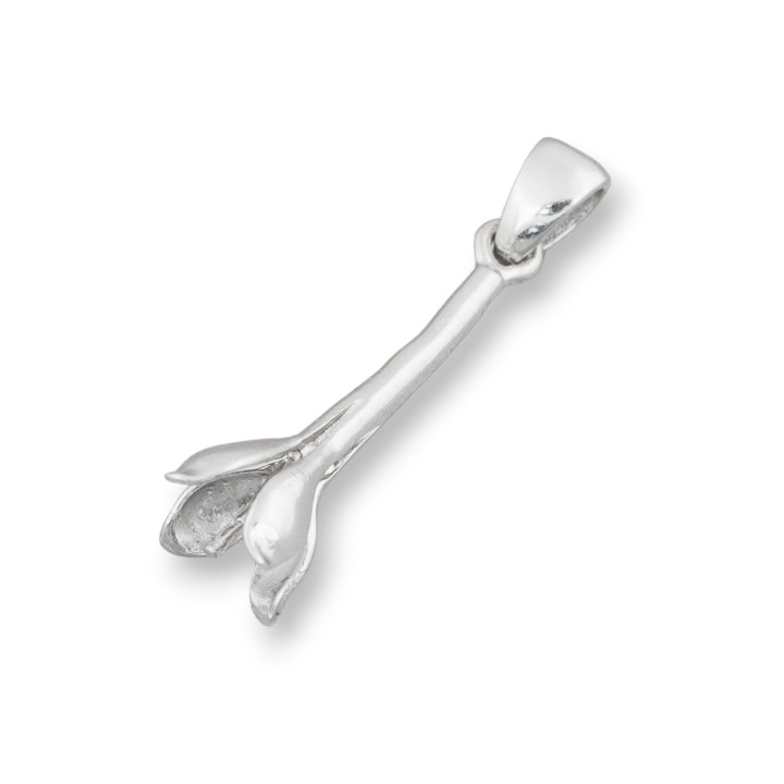 Base Per Pendente Di Argento 925 Cono 6x25mm 8pz Rodiato