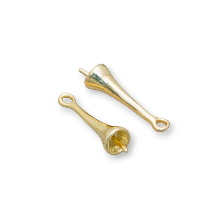 Base Para Colgante De Plata 925 Cono Con Anillo 4x18mm 10pcs Dorado