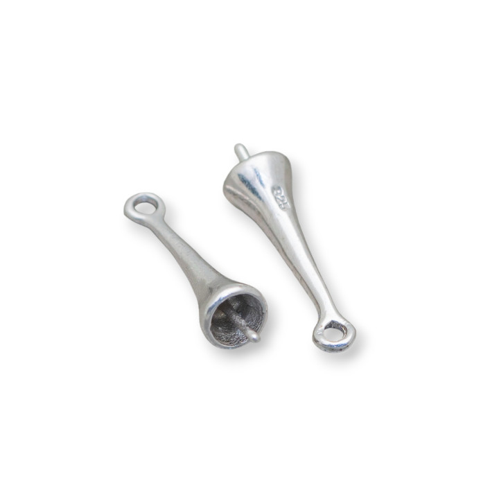 Base for 925 Silver Pendant Cone with Ring 4x18mm 10pcs Rhodium Plated