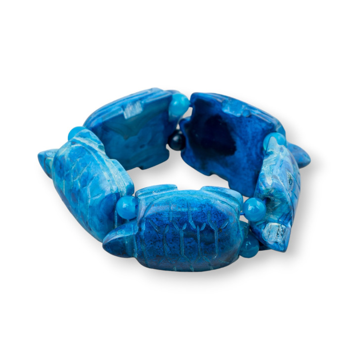 Edelsteinarmband Große Schildkröte Schildkröte 31x48mm Blauer Achat
