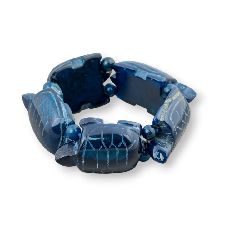 Semiprecious Stone Bracelet Large Turtle 31x48mm Dark Blue Agate