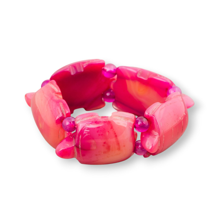 Bracelet Pierres Précieuses Grosse Tortue Tortue 31x48mm Agate Fuchsia