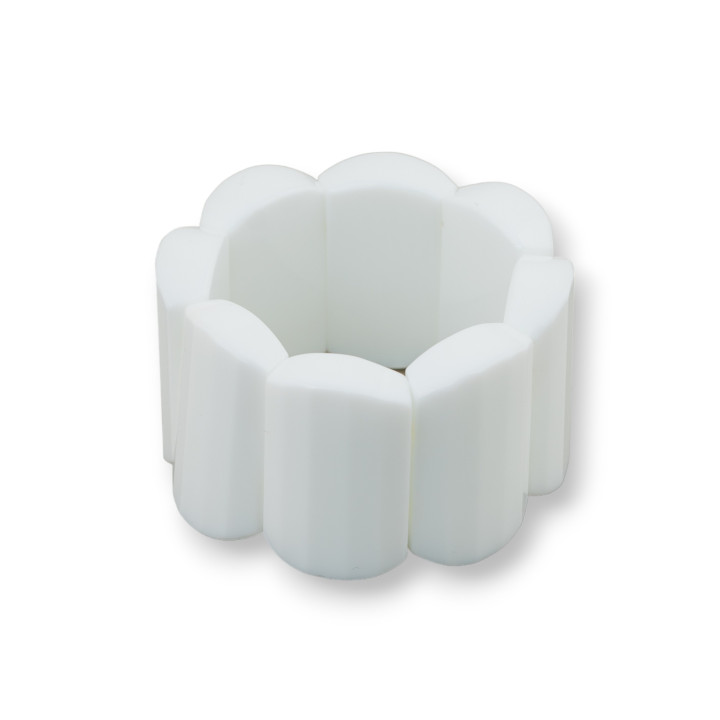 Bracelet Élastique Pierres Dures Facettes Hauteur 40x24mm Agate Blanche