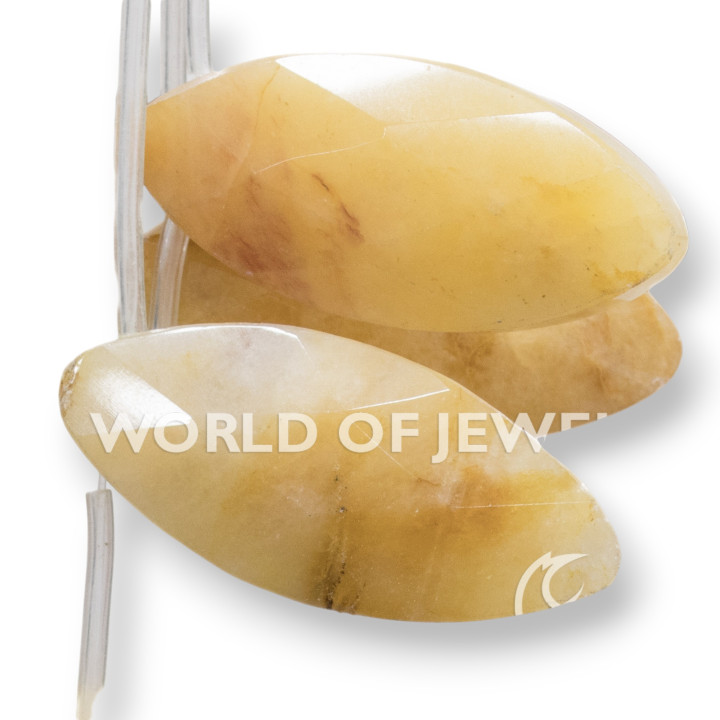 Flat Oval Calcite Faceted 45x20mm Hole Top