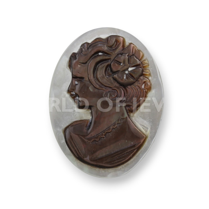 Oval Mother of Pearl Cameo 19x25mm 1pc Γυναίκα