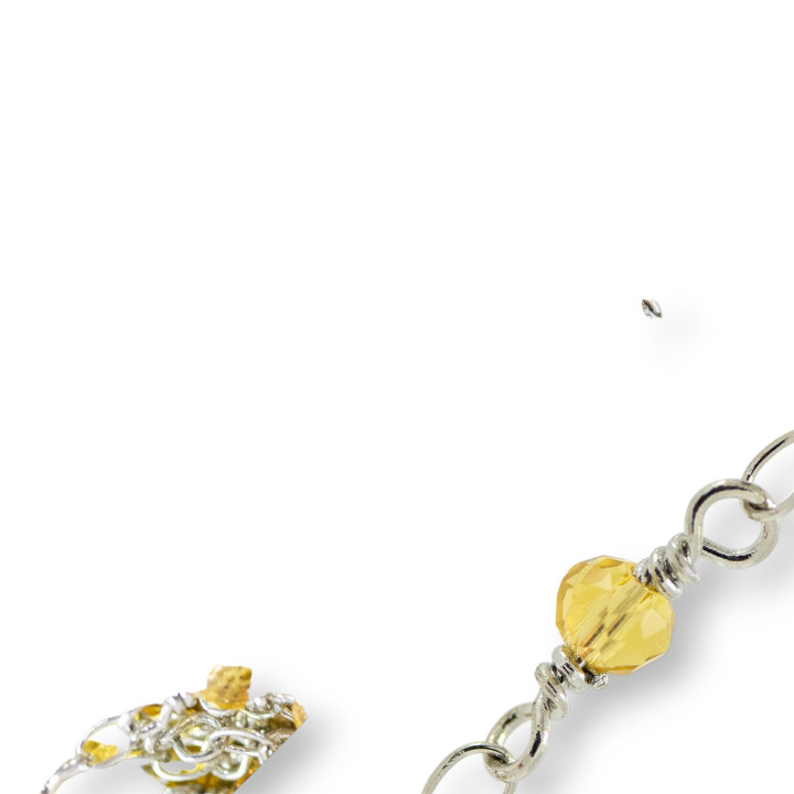 Chapelet Chaîne De Cristaux Rondelles Facettes 4x3mm Avec Noeud D'orfèvre 10 Mètres Rhodium Citrine