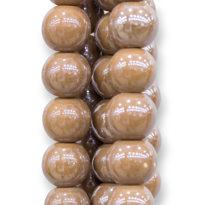 Glatte runde glänzende Keramik 10 mm Braun